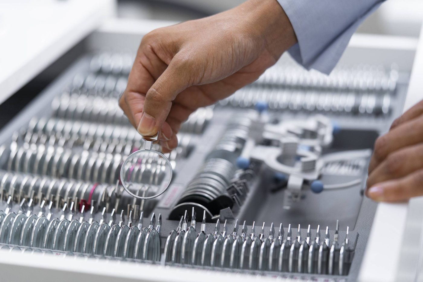 An optician's precision lens tools.