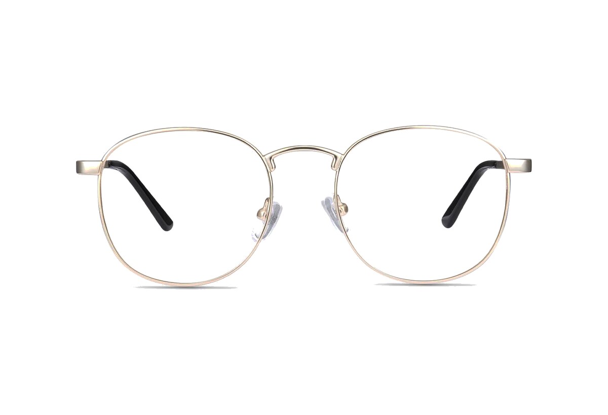 Refined gold round metal frame.
